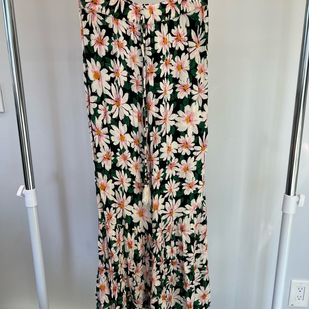 Angie Black Floral Wide Leg Pants